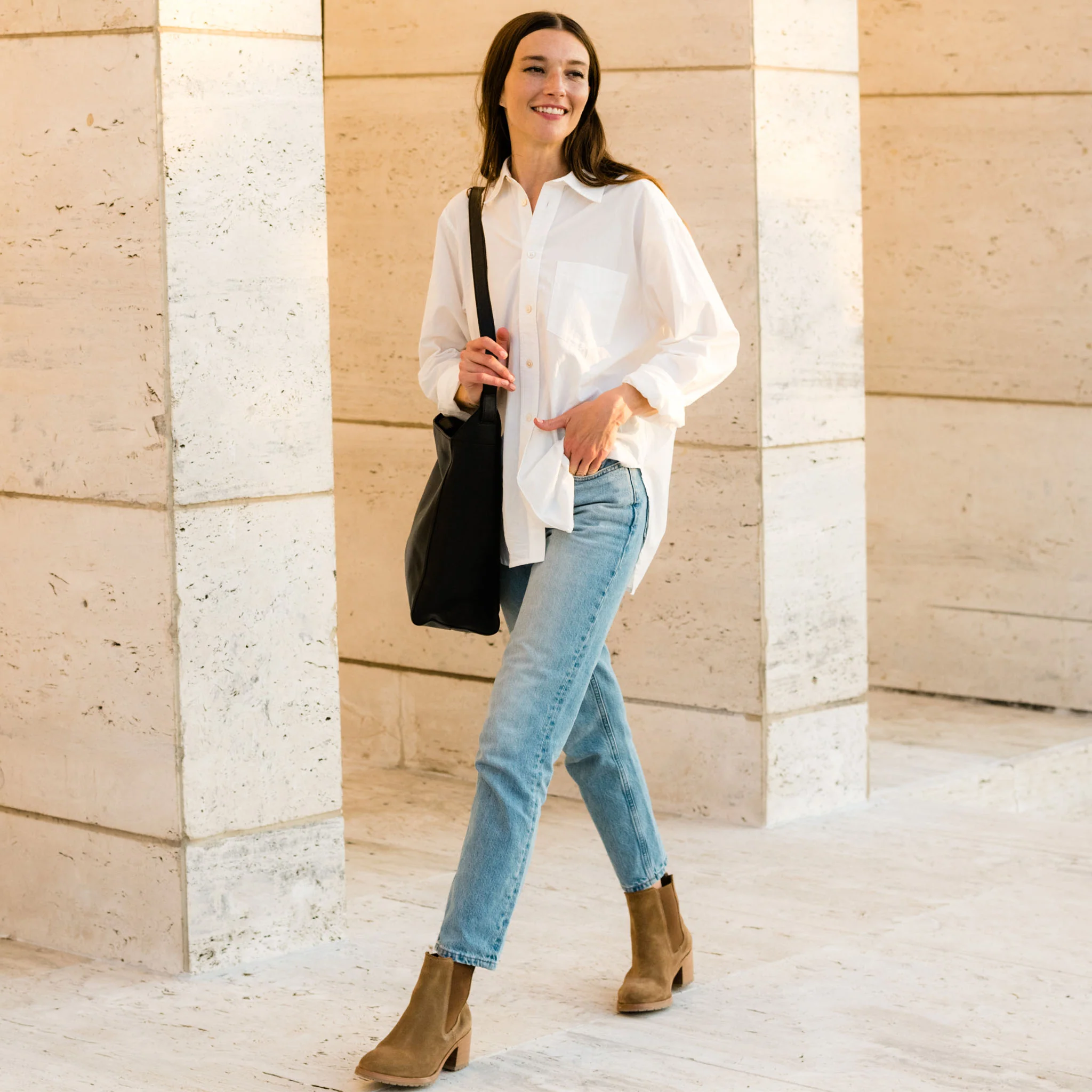 Ana Go-To Heeled Chelsea Boot Taupe Suede - Image 10